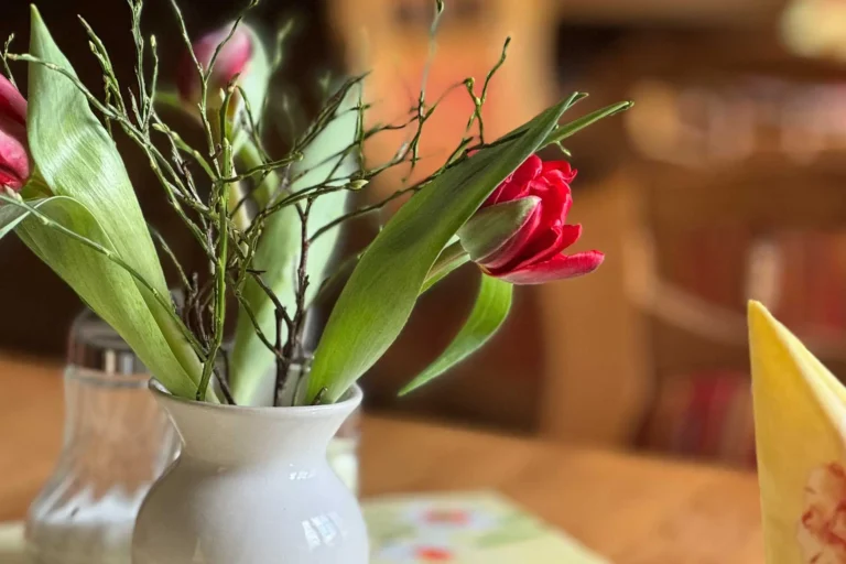 Gästehaus Roggenbuck - Potsdam Marquardt - Blumenstrauss auf dem Frühstückstisch